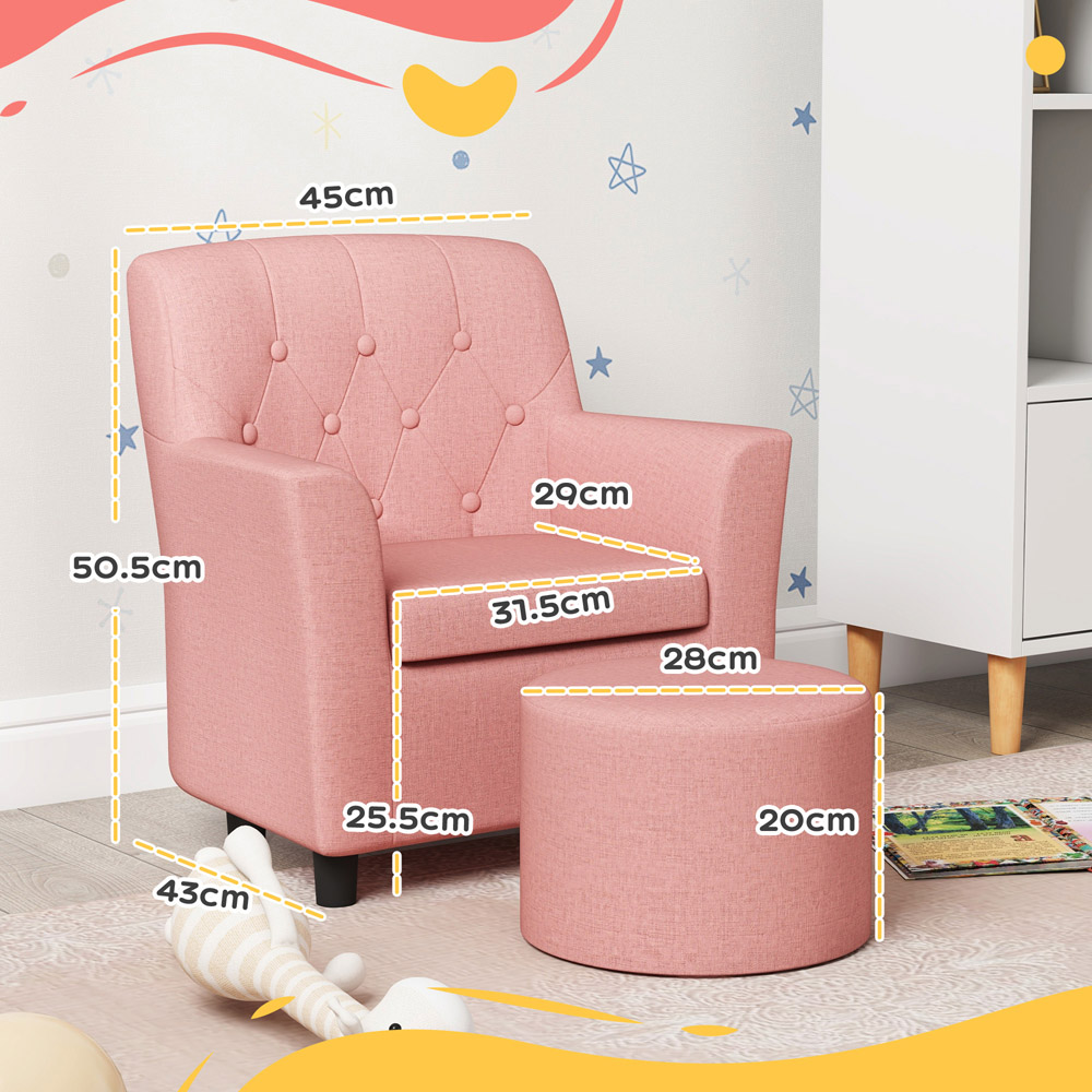 AIYAPLAY Pink Kids Sofa Set with Footrest Image 8