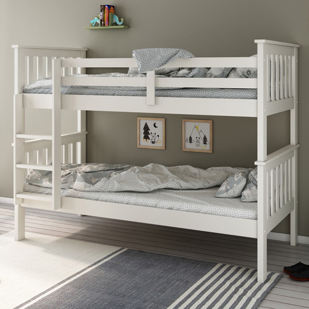 Carra White Bunk Bed with Spring Mattresses Image 1