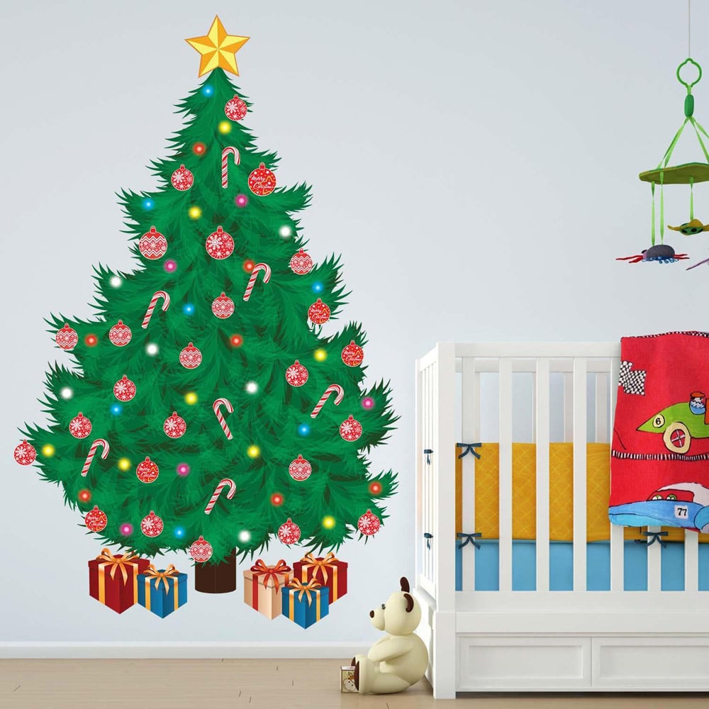 Walplus Traditional Christmas Tree Self Adhesive Wall Stickers 39 Piece Image 3