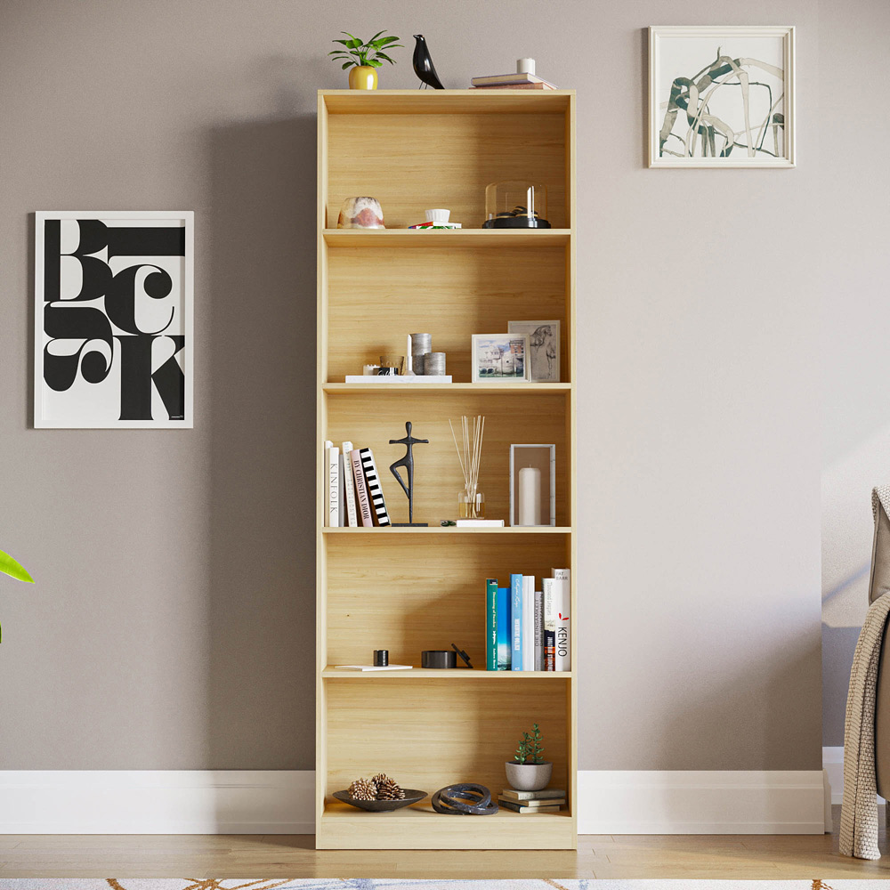 Vida Designs Cambridge 5 Shelf Oak XL Bookcase Image 3