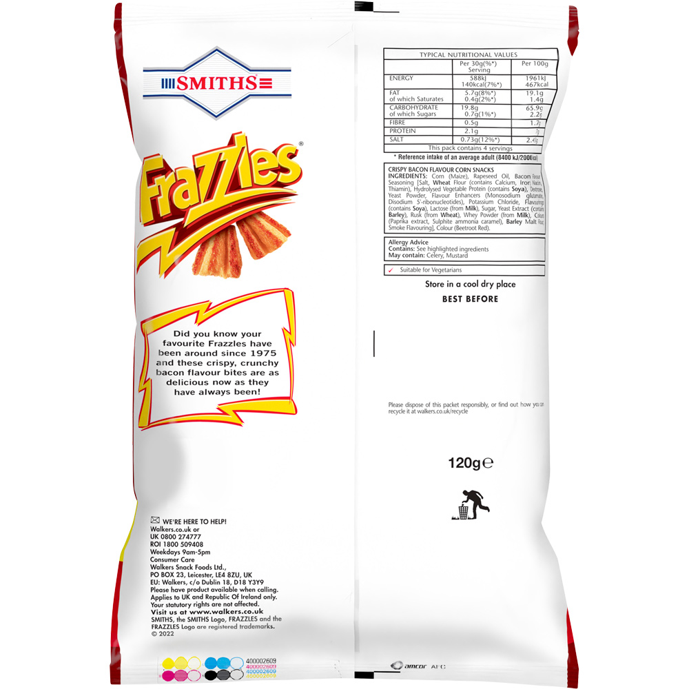 Smiths Frazzles Crispy Bacon Sharing Bag 120g Wilko