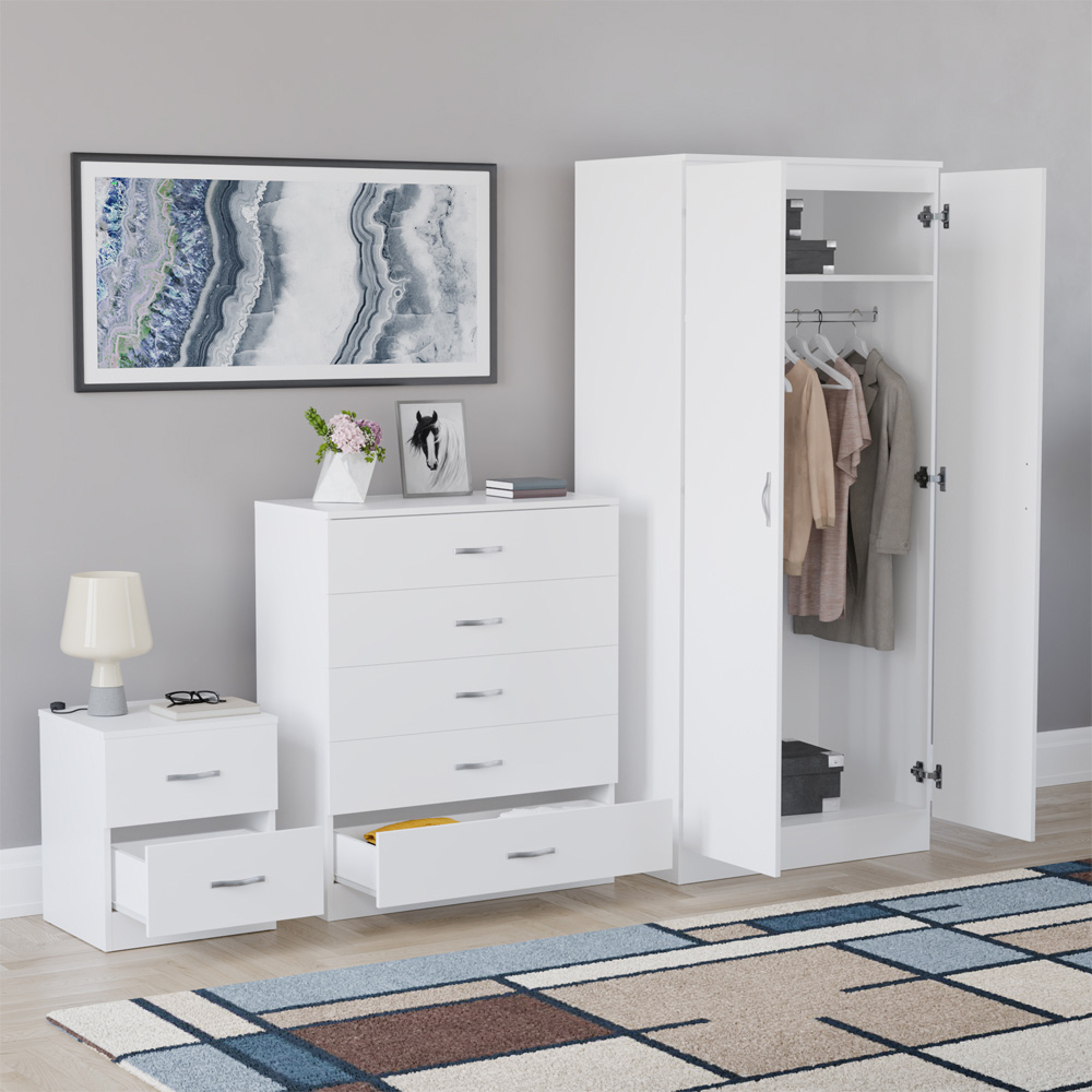 VIDA DESIGNS Riano White 3 Piece Bedroom Furniture Set Image 5