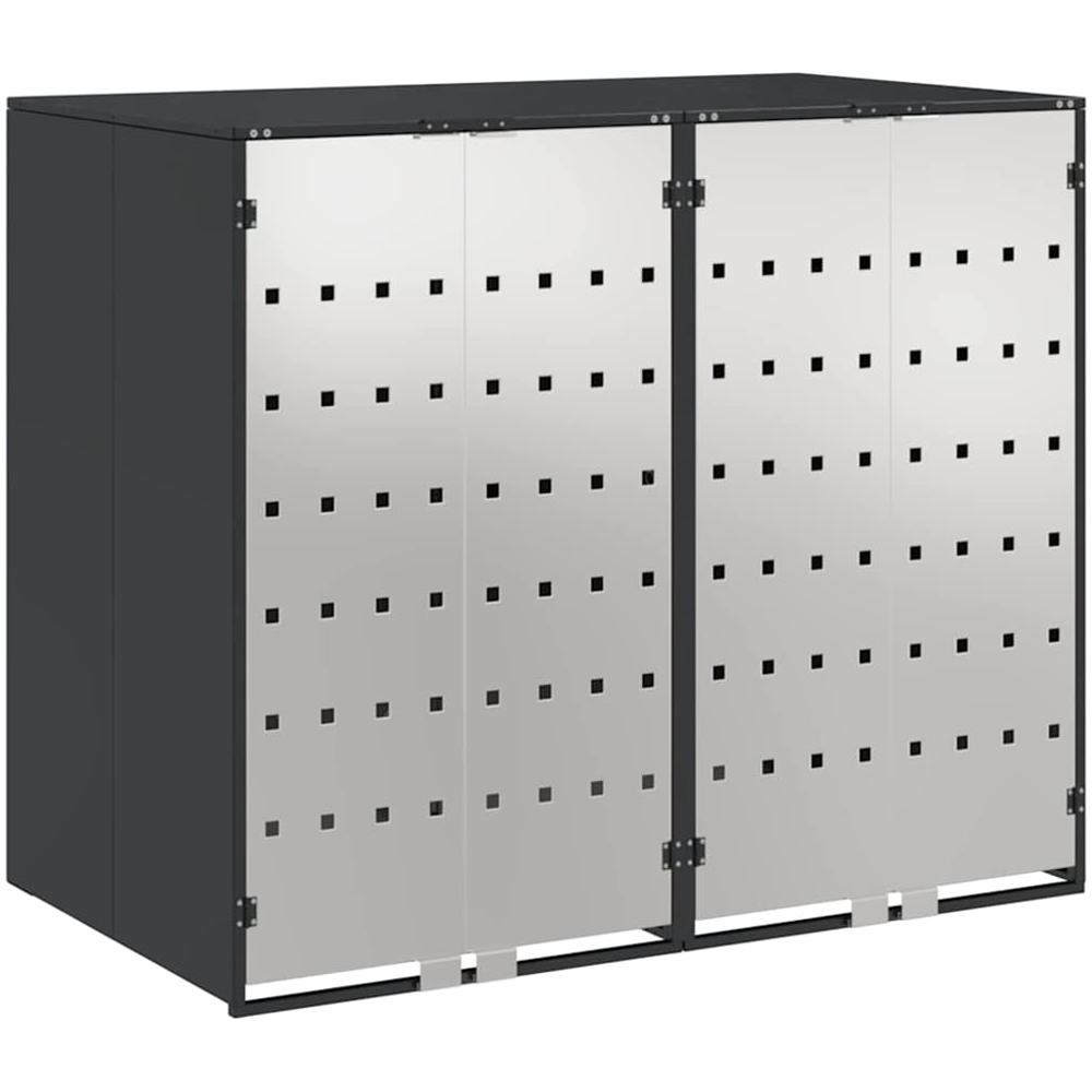 vidaXL Anthracite 2 Wheelie Bin Storage Shed with Stainless Steel Door Image 1
