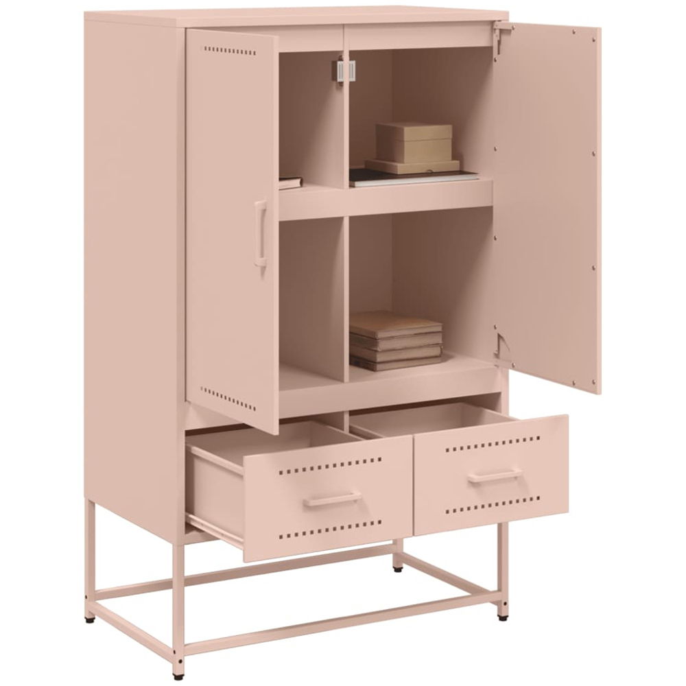 vidaXL 2 Door 2 Drawer Pink Steel Highboard Image 4