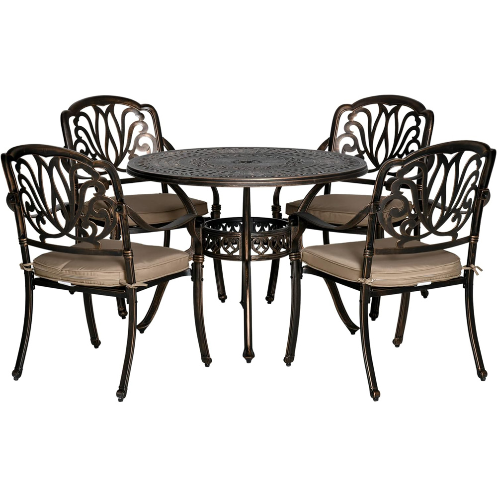 Outsunny 4 Seater Cast Aluminium Outdoor Dining Set Brown Image 2