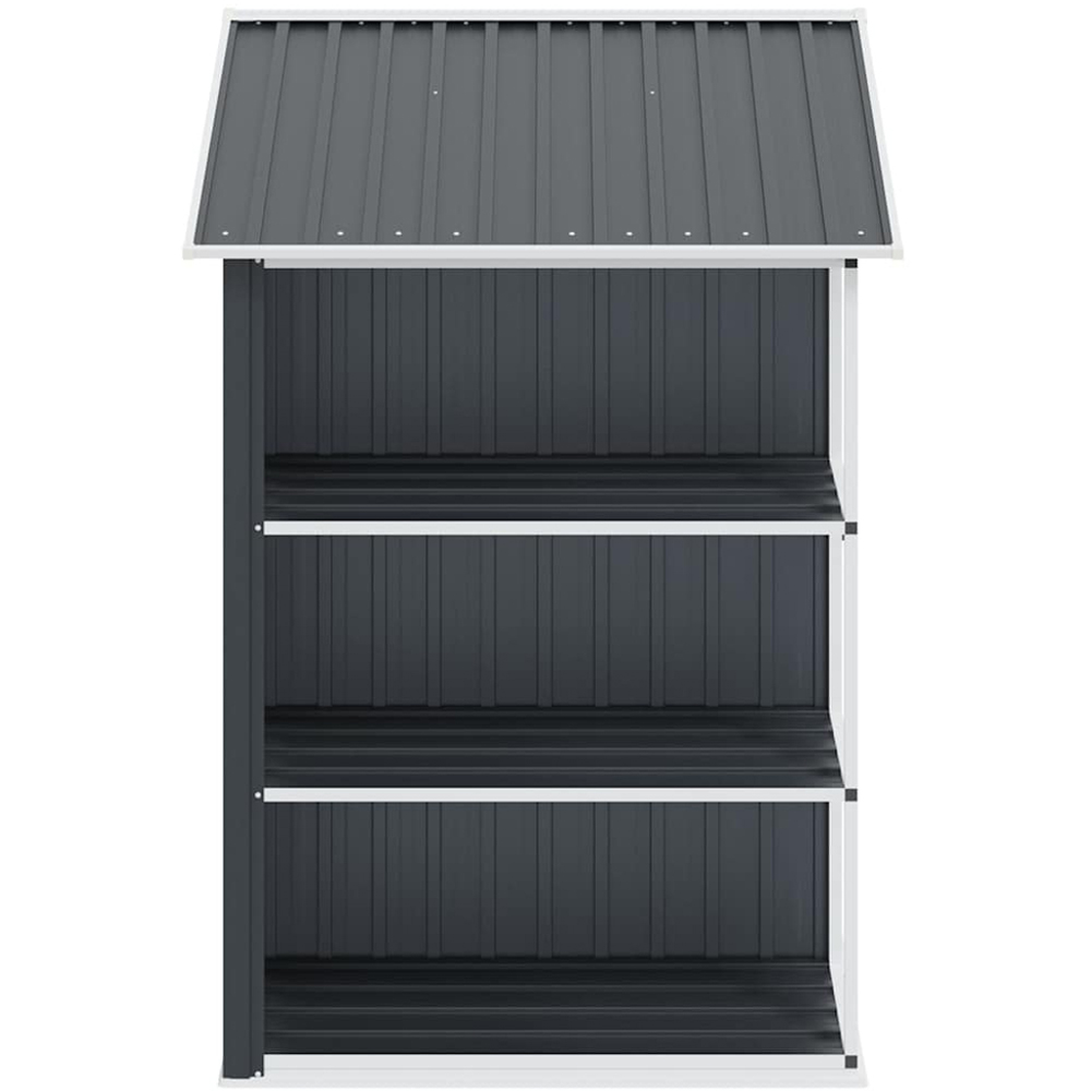 vidaXL 6.7 x 4.3ft Grey Galvanised Iron Apex Garden Shed with Log Rack Image 2