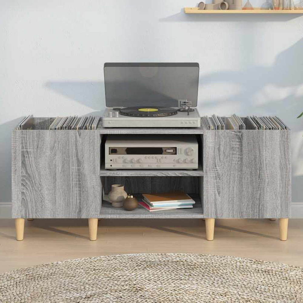 vidaXL 2 Shelf Grey Sonoma Record Cabinet Image 1