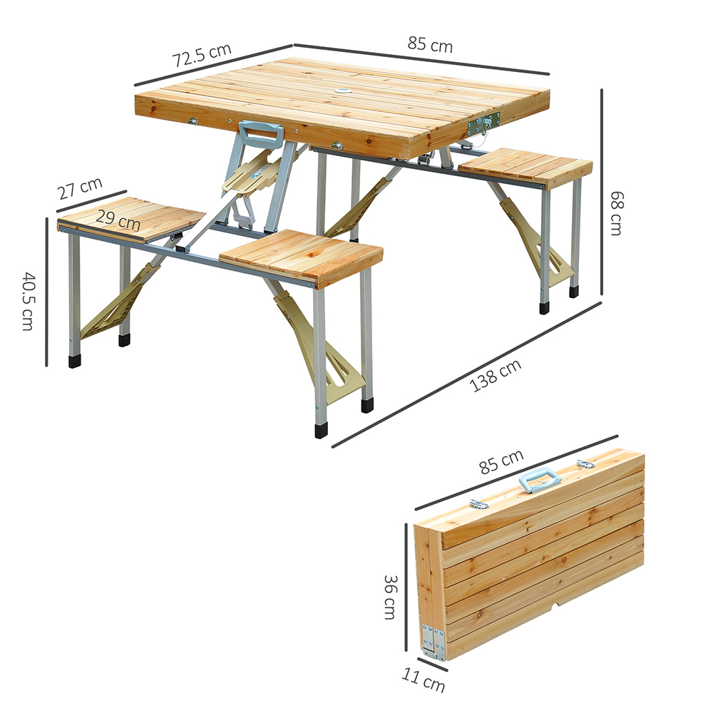 Outsunny Cunninghamia Board Folding Camping Picnic Table Set Image 5