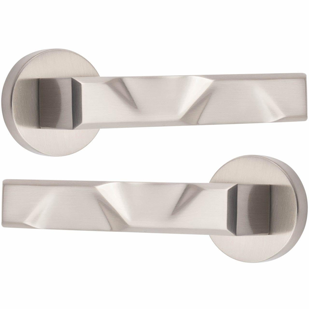 Golden Grace Satin Nickel Modern Nova Premium Bathroom Door Handle Set Image 3