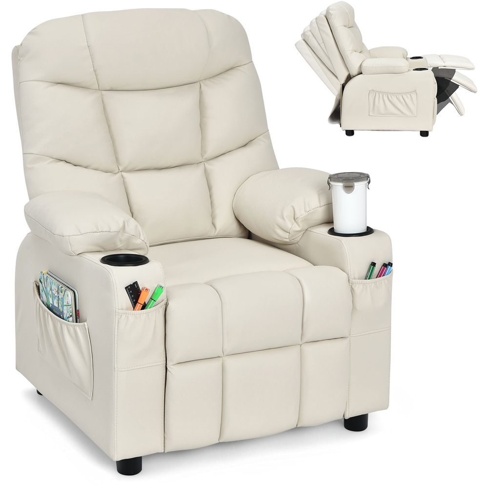 Costway Beige Upholstered Lounge Recliner Chair Image 3