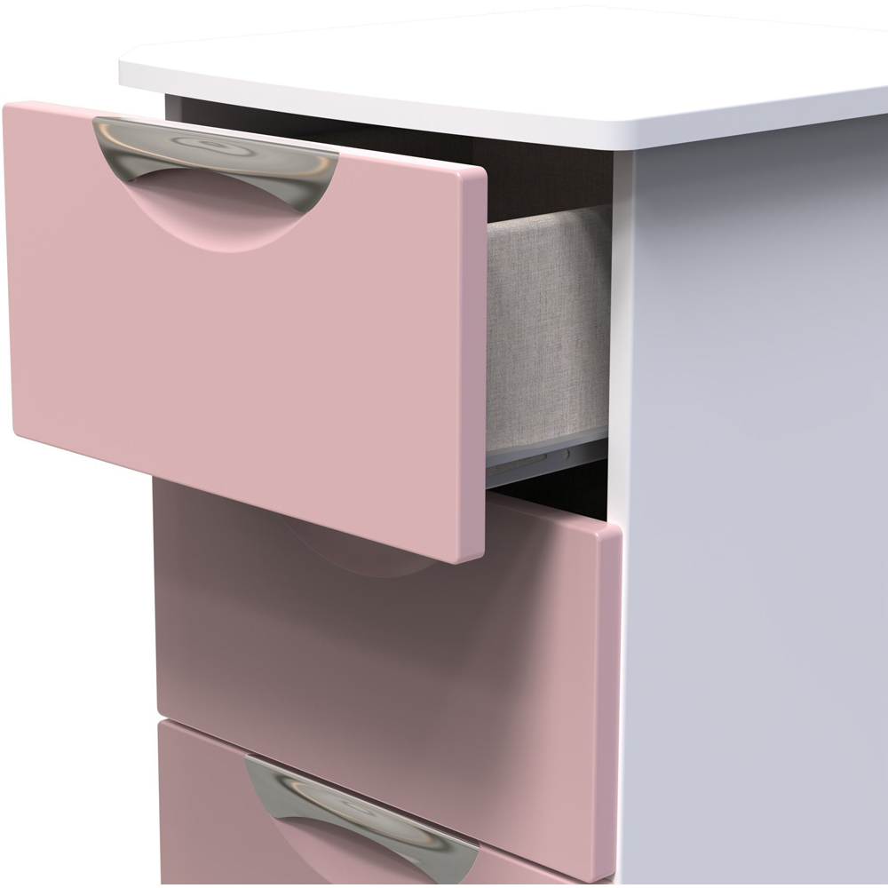 Crowndale Camden 4 Drawer Kobe Pink and White Bedside Cabinet Ready Assembled Image 6