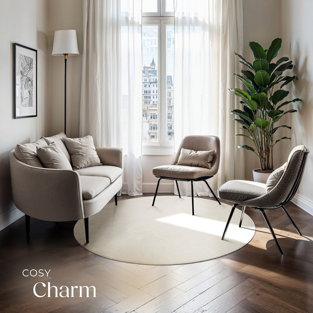 tectake Zonelle Cream Short Pile Ultra Soft Rug 120 x 120cm Image 3