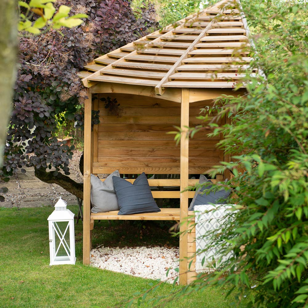 Forest Garden Venetian 2 Seater 8.2 x 7.6 x 5.2ft Corner Arbour Image 5