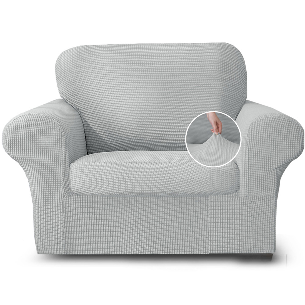 Homerepublic Single Seater Silver Delby Stretch Fit Sofa Cover Image 1