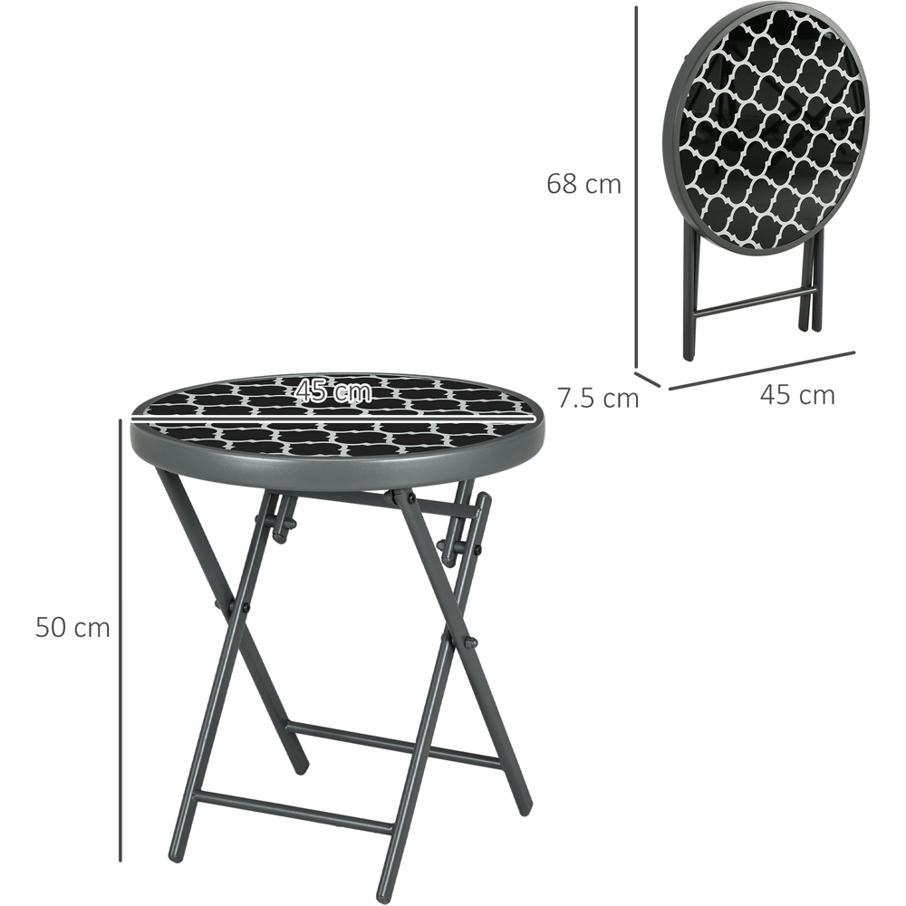 Outsunny Black Glass Top Round Foldable Garden Table Image 7