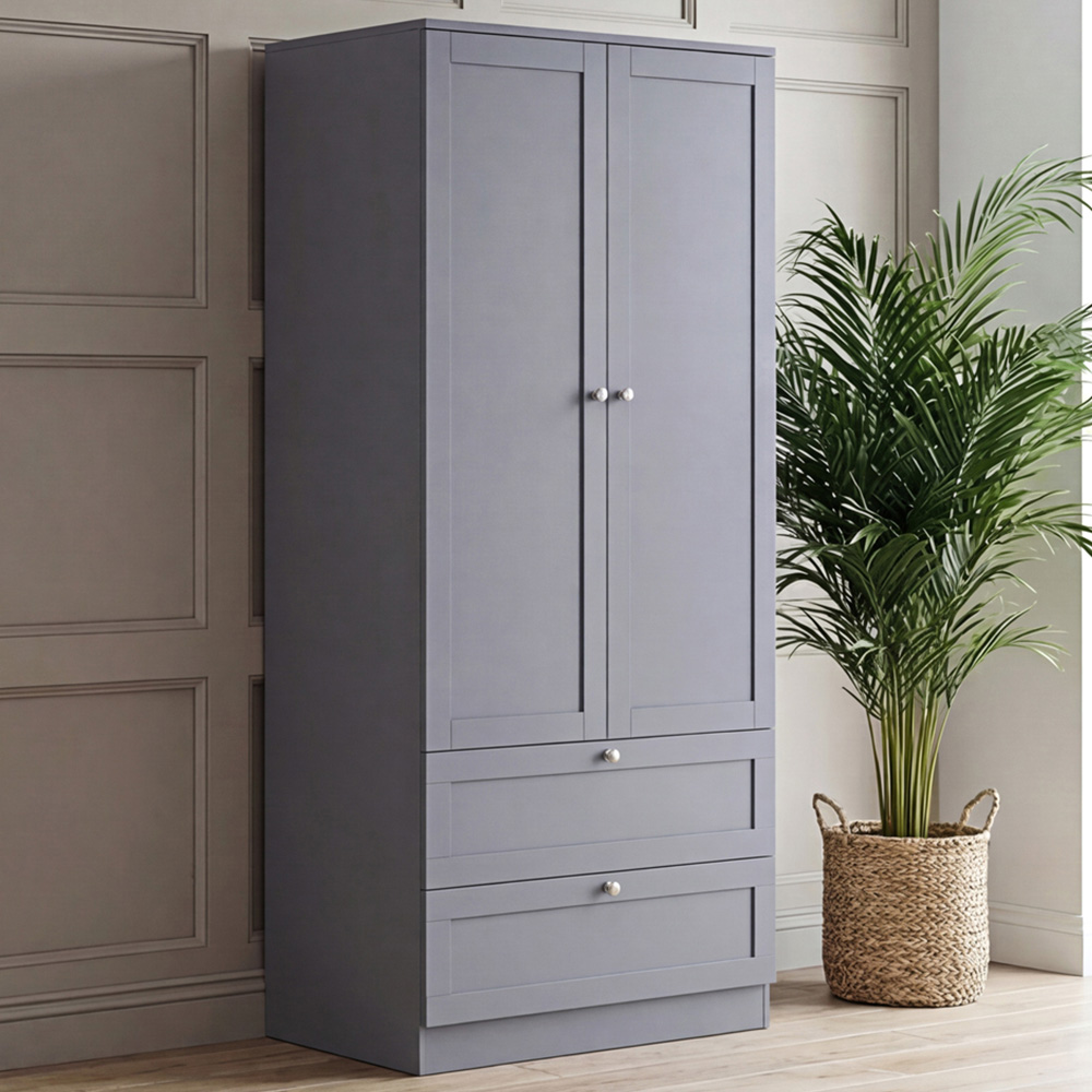VIDA DESIGNS Altino 2 Door 2 Drawer Grey Shaker-Style Wardrobe Image 1