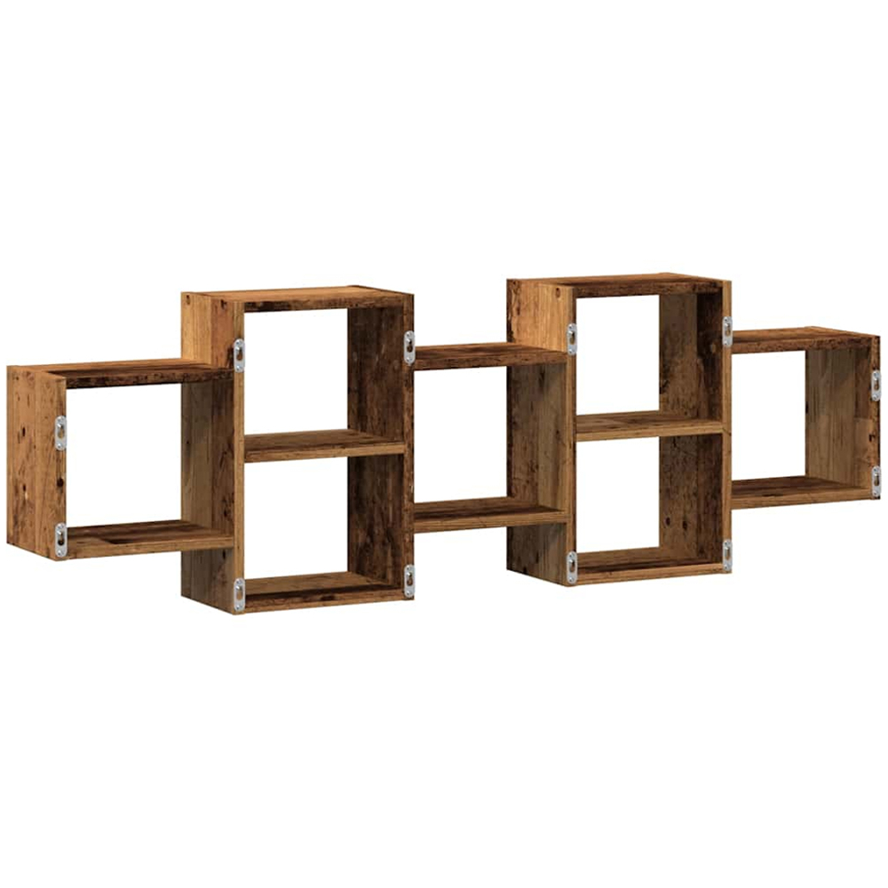 vidaXL 8 Shelf Old Wood Floating Wall Shelf Image 5