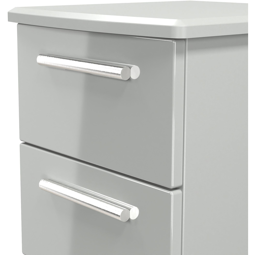 Crowndale Knightsbridge 3 Drawer Grey Gloss and Dusk Grey Bedside Cabinet Ready Assembled Image 5