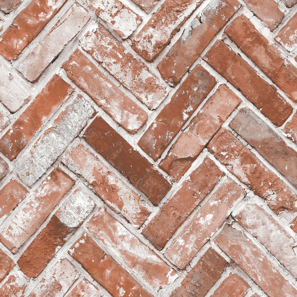 Muriva Herringbone Brick Red Wallpaper Image 1