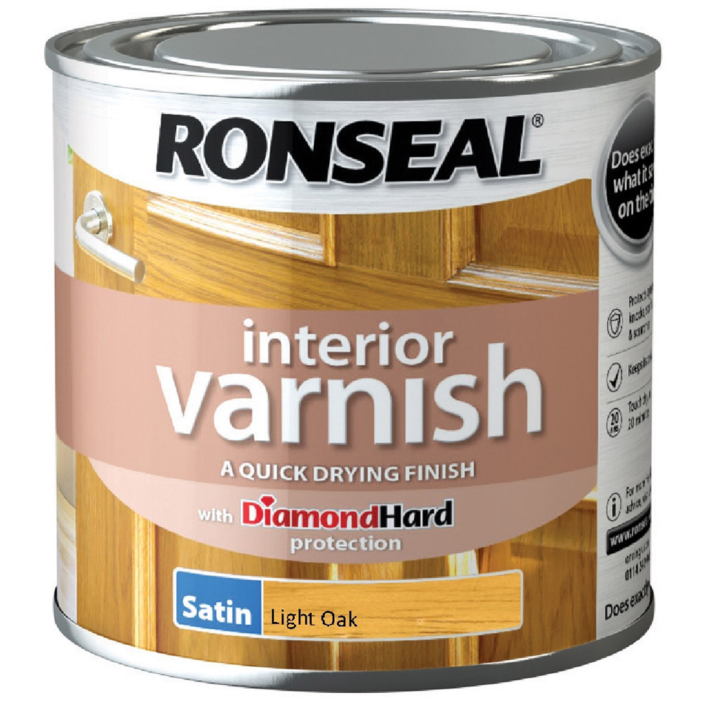 Ronseal Diamond Hard Light Oak Satin Varnish 250ml Image 2