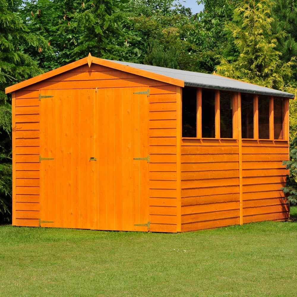 Shire 10 x 8ft Double Door Dip Treated Overlap Apex Shed with Window Image 2