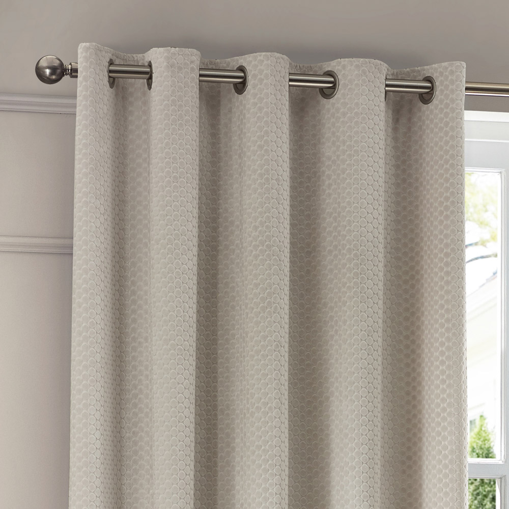 Paoletti Neptune Ivory Fully Lined Velvet Eyelet Curtains 168 x 137cm Image 2