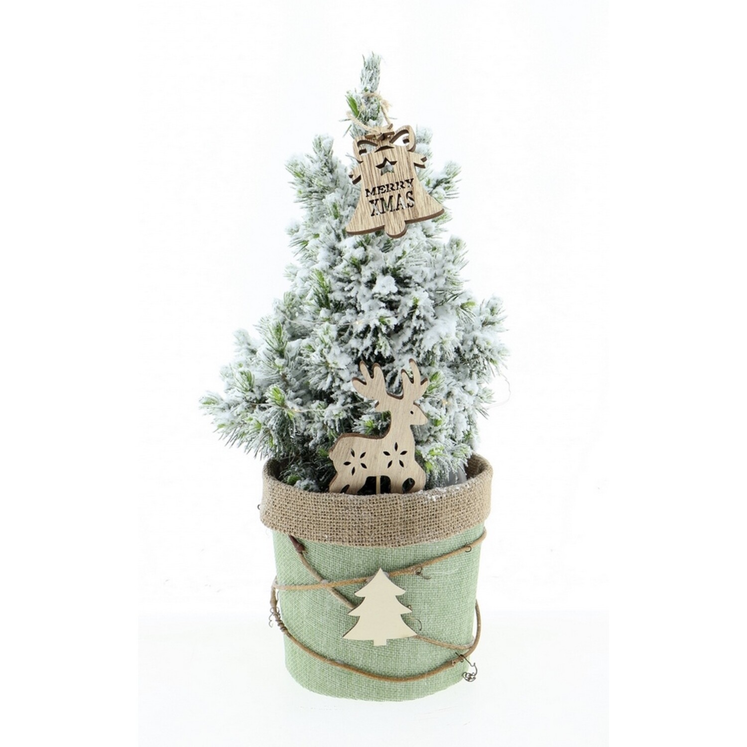 13cm Snow Covered Picea in Decorative Pot - Green Image
