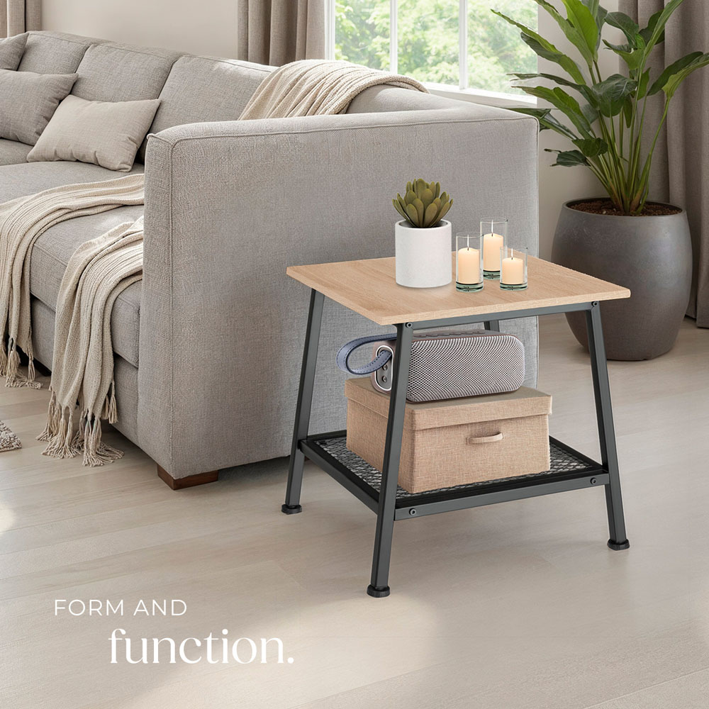 tectake Bedford Single Shelf Oak Bedside Table Image 7