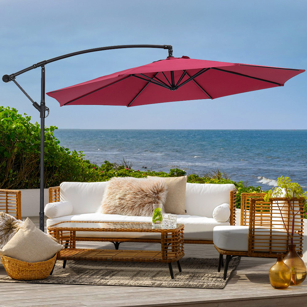 Living and Home Red Garden Cantilever Parasol 3m Image 2