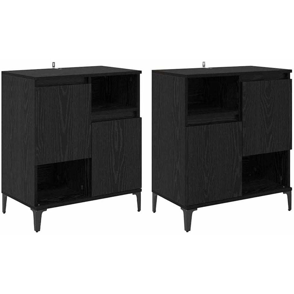 vidaXL 2 Door 2 Shelf Black Compact Sideboard Set of 2 Image 3