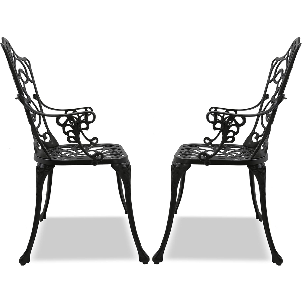 Centurion Tabreez Set of 2 Black Garden Bistro Chairs with Armrests Image 6