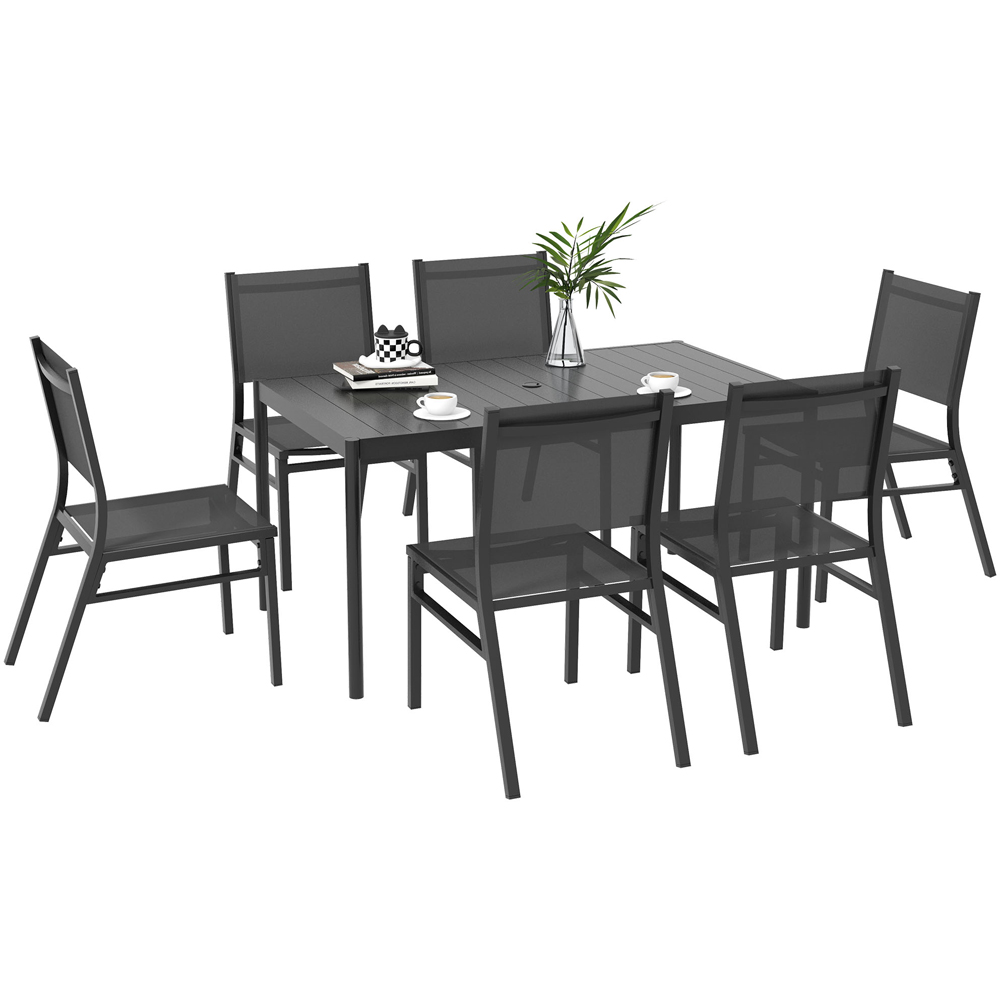 Outsunny 6 Seater Black Steel Garden Dining Set Image 2
