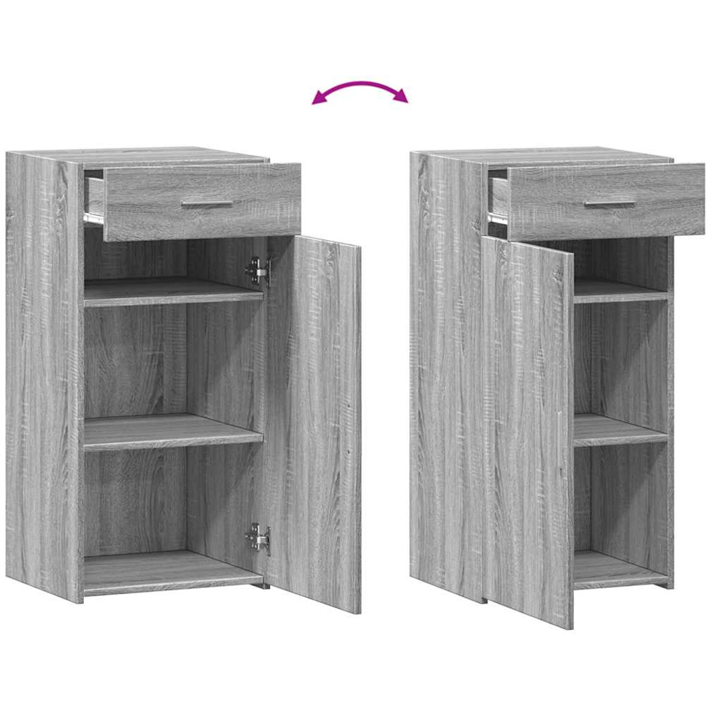 vidaXL Single Door Single Drawer Grey Sonoma Wooden Sideboard Image 7