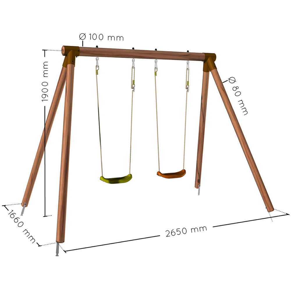 Soulet Alizee Kids Wooden Double Swing Set Image 8