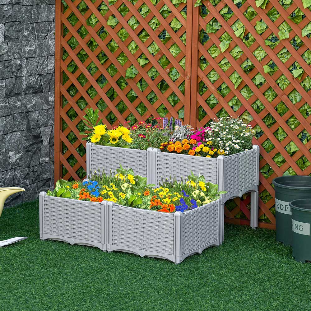 Outsunny Grey Raised Bed Planter Set of 4 Image 2
