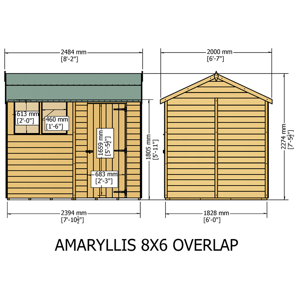 Shire Amaryllis 8 x 6ft Dip Treated Overlap Shed Image 5