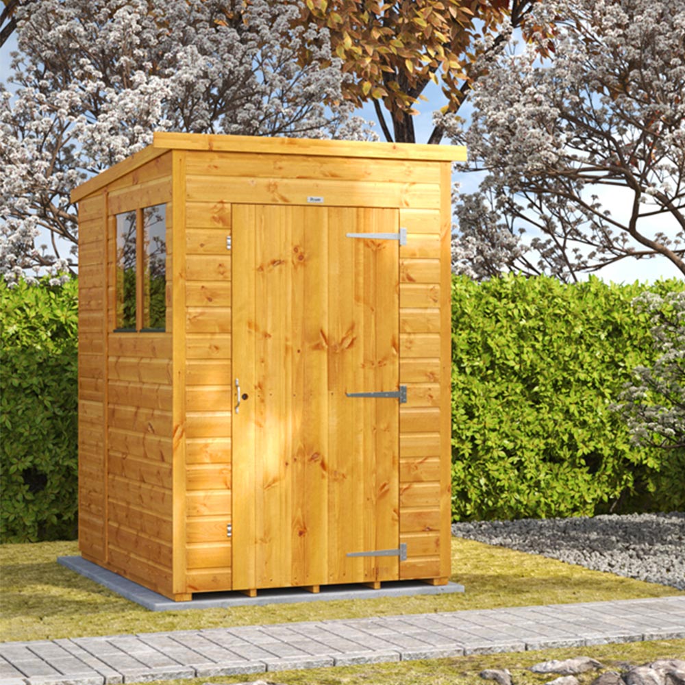 Power Sheds 4 x 6ft Pent Wooden Shed with Window Image 2