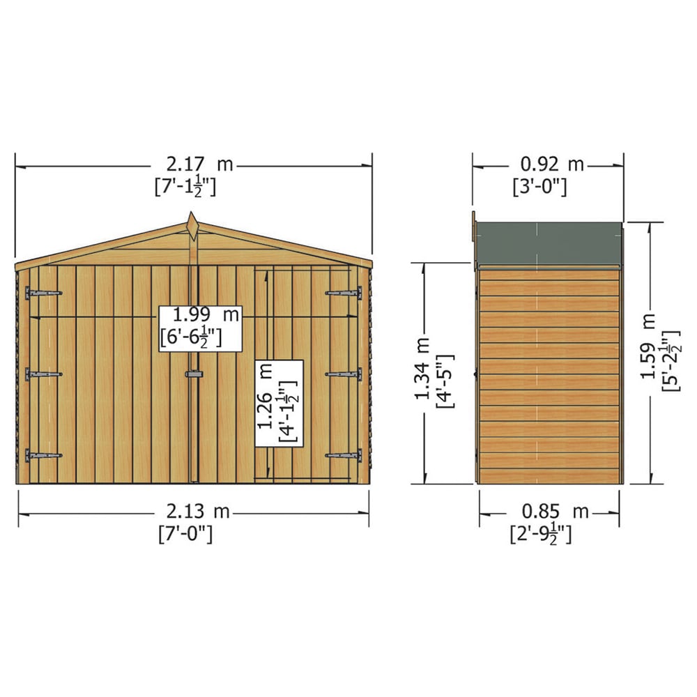 Shire 6 x 3ft Double Door Overlap Apex Bike Shed Image 5