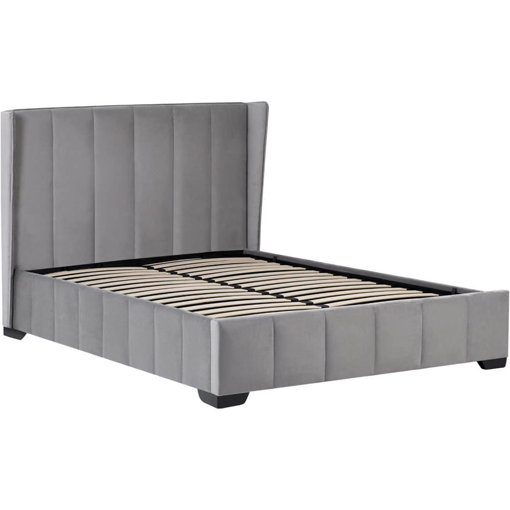 Julian Bowen Katie Double Grey Velvet Bed Frame with Winged Headboard Image 3