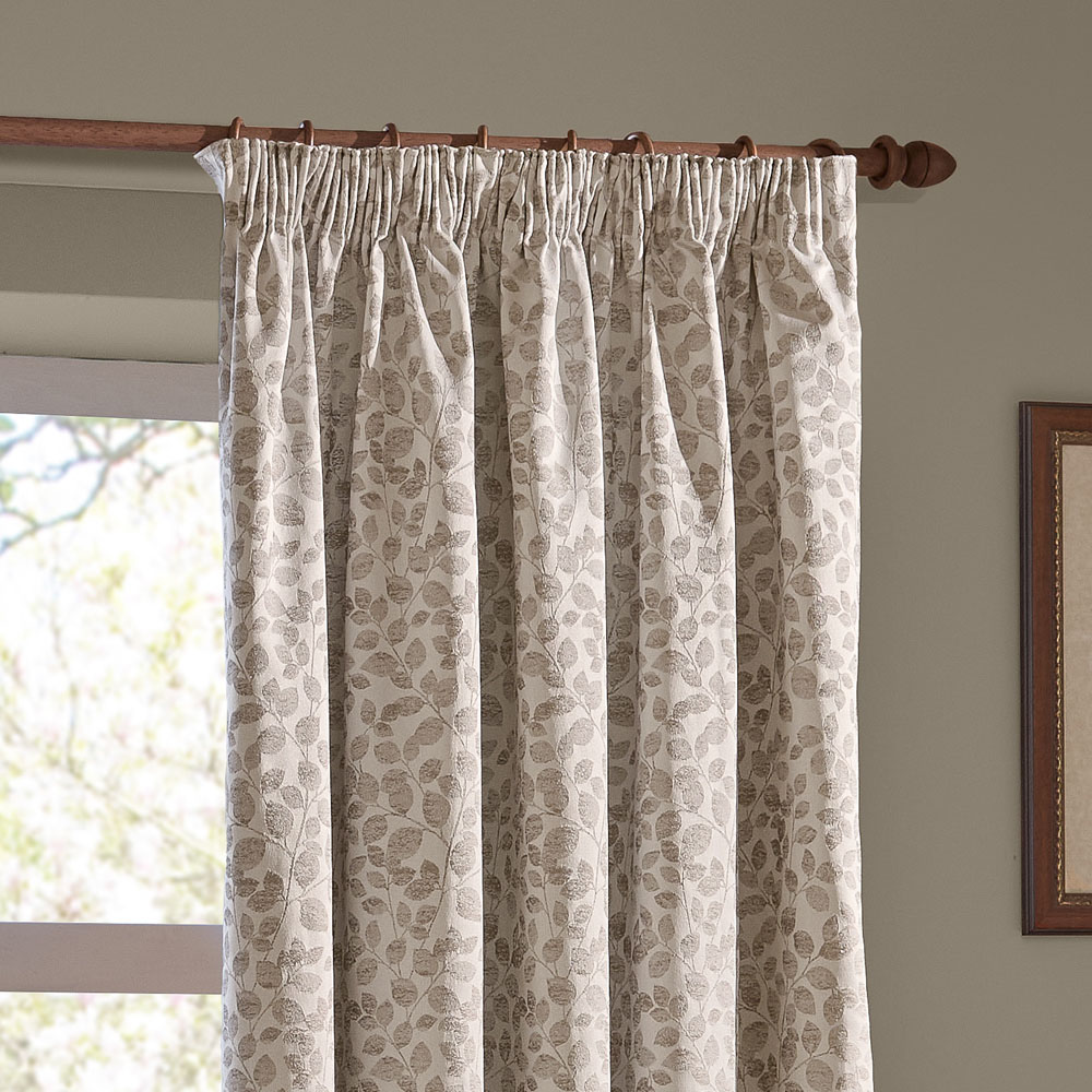 Wylder Grace Leaf Natural Jacquard Fully Lined Pencil Pleat Curtains 229 x 137cm Image 4
