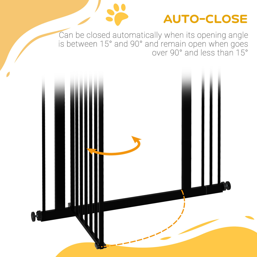 PawHut Black 74-87cm Adjustable Metal Pet Safety Gate Image 5