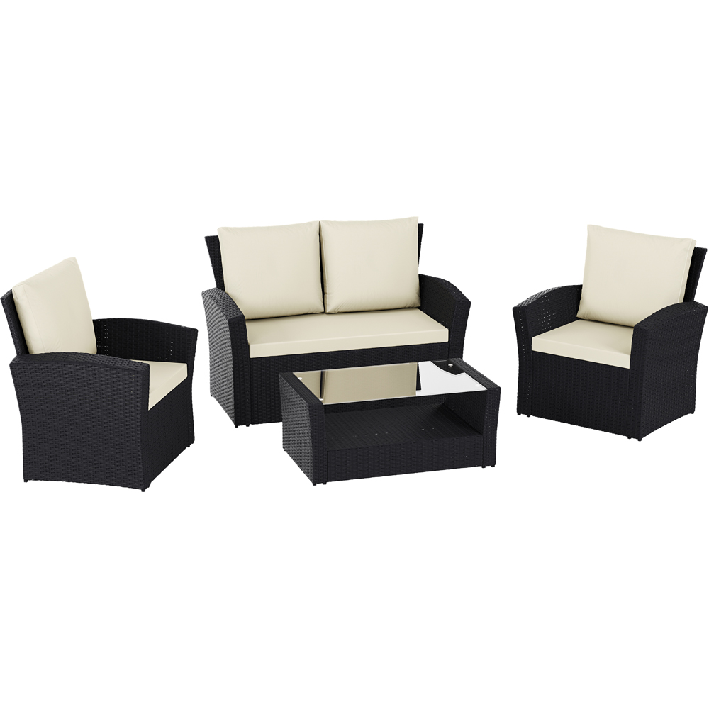 GARDEN VIDA Mylor 4 Seater Black PE Rattan Garden Lounge Set with Cover Image 2