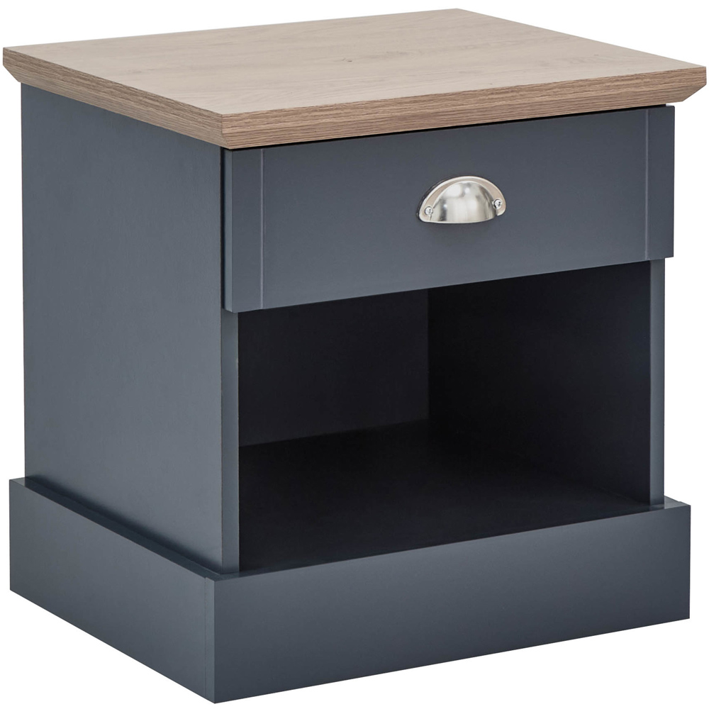 GFW Kendal Single Drawer Slate Blue Bedside Table Image 3