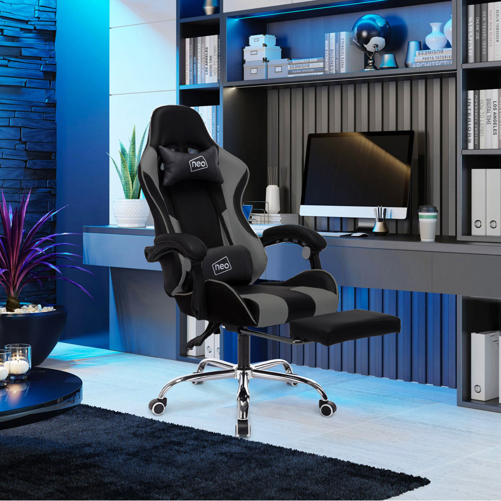 Neo Grey PU Leather Swivel Massage Office Chair Image 8