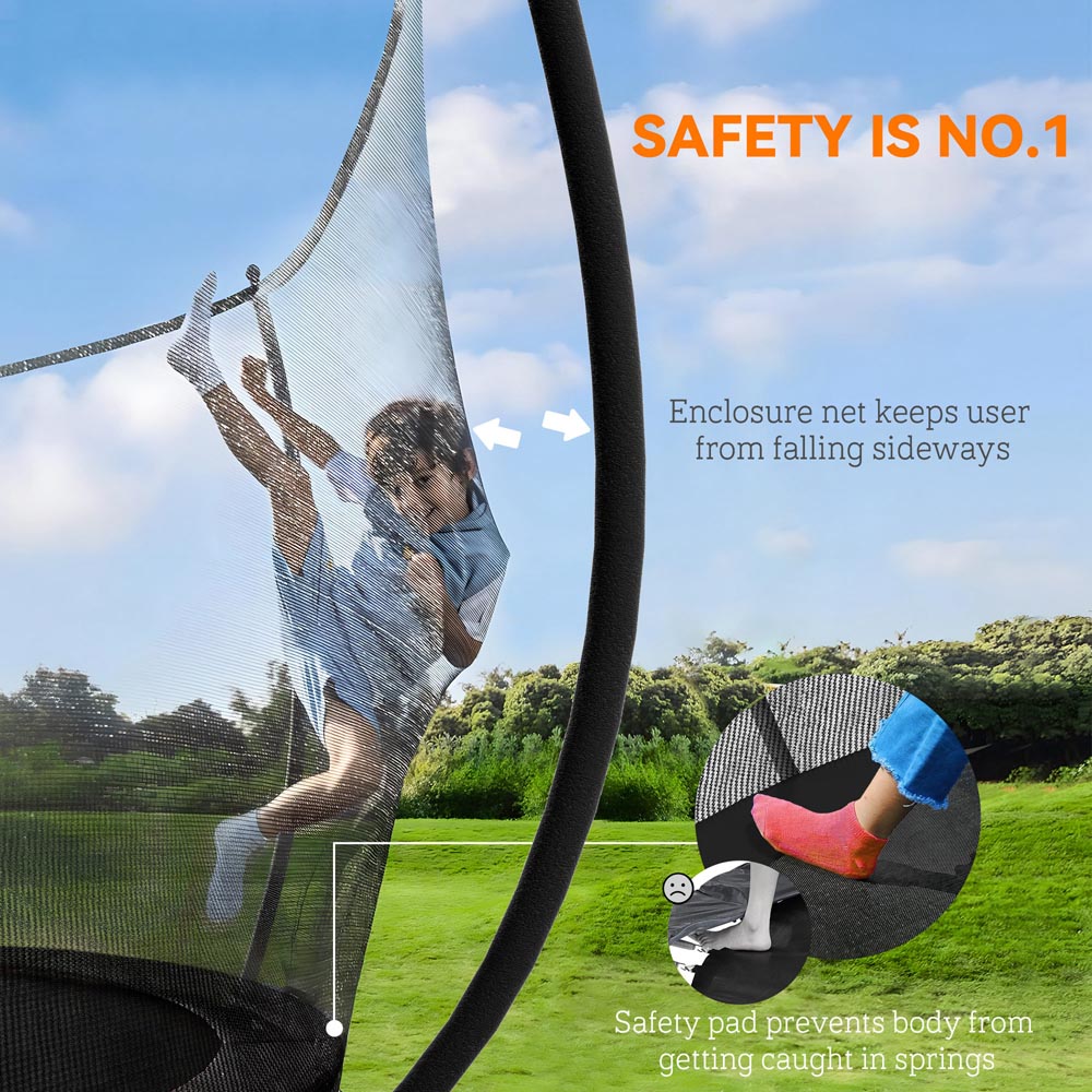 SPORTNOW 8ft Black Trampoline with Safety Enclosure Net Image 8