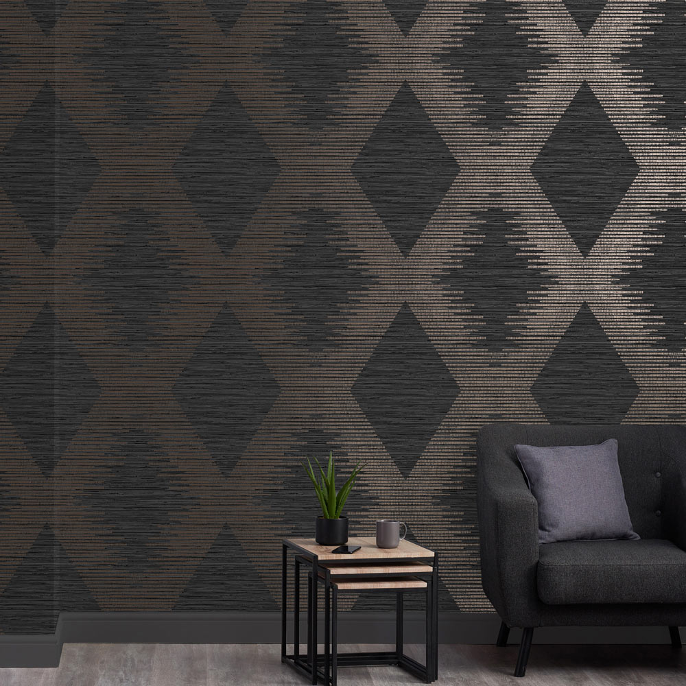 Superfresco Easy Serenity Black and Rose Gold Wallpaper Image 4