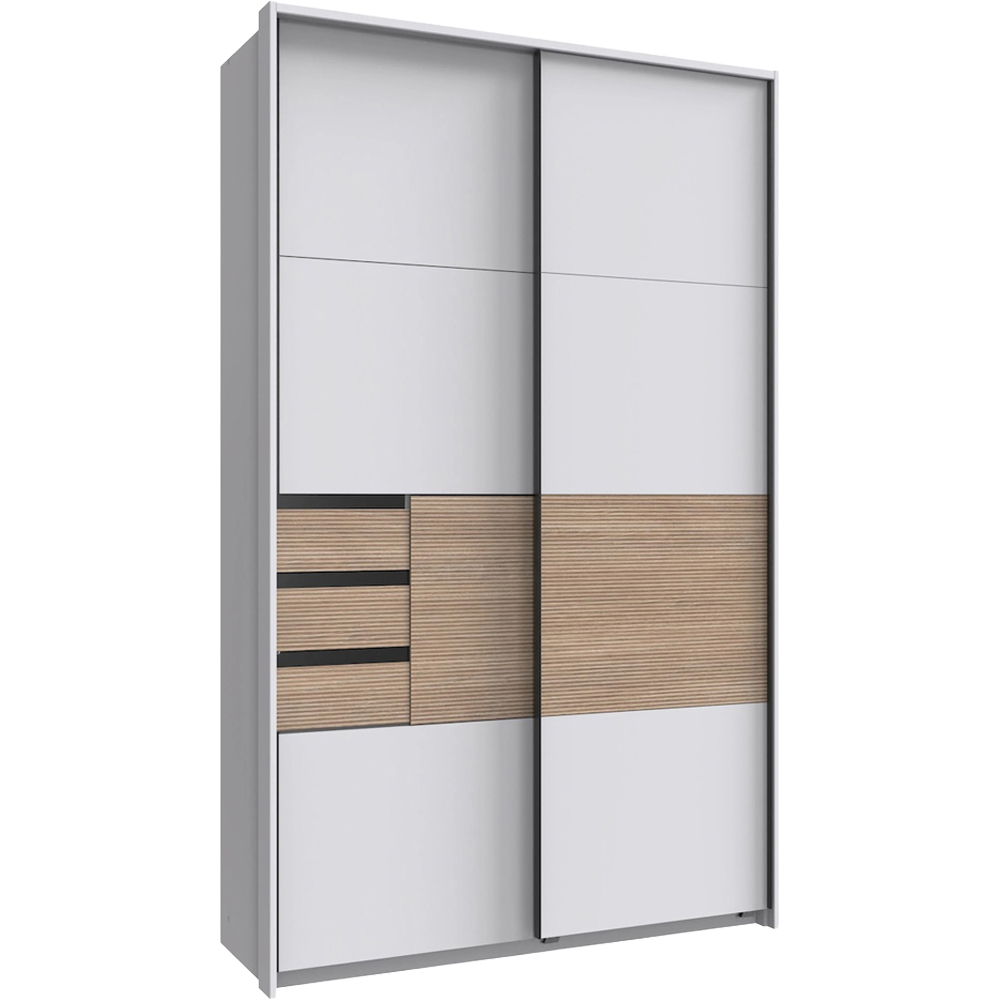 TJ'S Bermen 2 Door 3 Drawer White Sliding Wardrobe 180cm Image 4