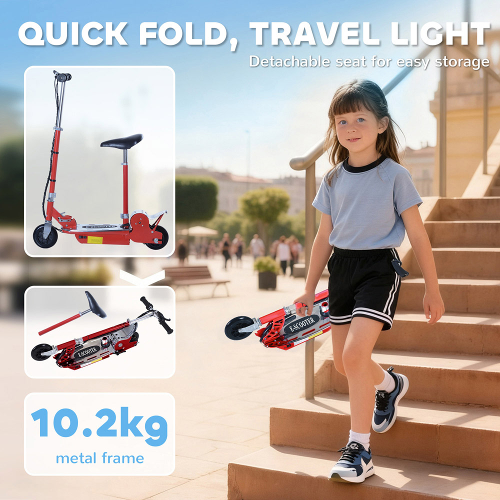 Tommy Toys Red Adjustable Seat and Brake Foldable Powered Kick Scooter Image 5