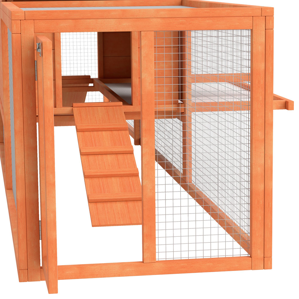 PawHut Orange Wooden Small Animal Hutch Image 3