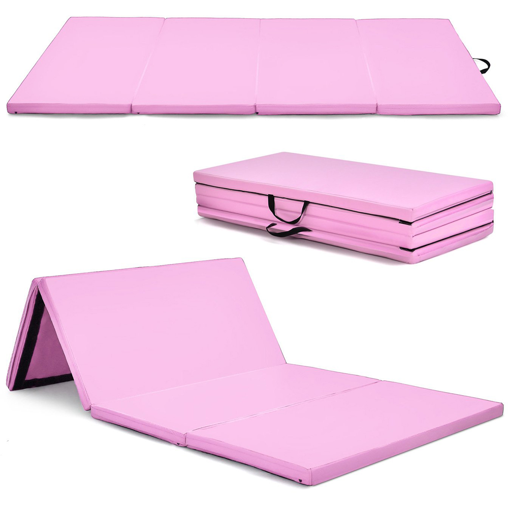 Costway Pink Folding Gymnastics Mat with Carry Handles Image 3